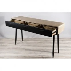 MACABANE Consoles Et Drapiers Console 3 Tiroirs Bois Et Métal Noir -Marquee Magasin console 3 tiroirs bois et metal noir 3