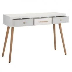 Altobuy Consoles Et Drapiers Console 3 Tiroirs Bois Massif Et Mdf Décor Doré -Marquee Magasin console 3 tiroirs bois massif et mdf decor dore 2
