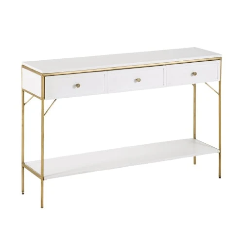 Maisons Du Monde Consoles Et Drapiers Console 3 Tiroirs En Acacia Massif Blanc 4 Maisons Du Monde Consoles Et Drapiers Console 3 Tiroirs En Acacia Massif Blanc – Image 2