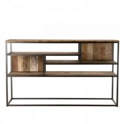 MACABANE Consoles Et Drapiers Console 4 Niveaux En Teck Recyclé Acacia Mahogany Métal Noir -Marquee Magasin console 4 niveaux en teck recycle acacia mahogany metal noir 3