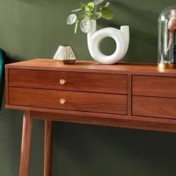 Drawer Consoles Et Drapiers Console 4 Tiroirs En Bois L120cm Bois Foncé -Marquee Magasin console 4 tiroirs en bois l120cm bois fonce 5