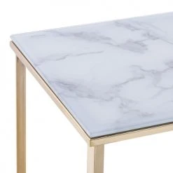 Beliani Consoles Et Drapiers Console à Plateau En Verre Effet Marbre Blanche Et Dorée -Marquee Magasin console a plateau en verre effet marbre blanche et doree 2