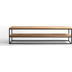 Custom Form Consoles Et Drapiers Console Banc 2 Plateaux Chêne Pied Métal Blanc L180cm H50cm -Marquee Magasin console banc 2 plateaux chene pied metal noir l180cm h50cm 1