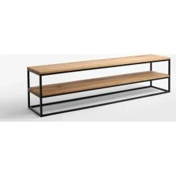 Custom Form Consoles Et Drapiers Console Banc 2 Plateaux Chêne Pied Métal Noir L180cm H50cm -Marquee Magasin console banc 2 plateaux chene pied metal noir l180cm h50cm 2