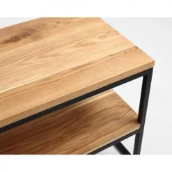 Custom Form Consoles Et Drapiers Console Banc 2 Plateaux Chêne Pied Métal Noir L180cm H50cm -Marquee Magasin console banc 2 plateaux chene pied metal noir l180cm h50cm 3