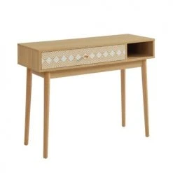 Baita Consoles Et Drapiers Console Blanc Et Effet Chêne 1 Tiroir 100cm -Marquee Magasin console blanc et effet chene 1 tiroir 100cm 2