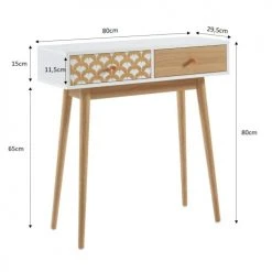 Baita Consoles Et Drapiers Console Blanc Et Effet Chêne 2 Tiroirs 80cm -Marquee Magasin console blanc et effet chene 2 tiroirs 80cm 4