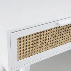 MACABANE Consoles Et Drapiers Console Blanche 2 Tiroirs Cannage Naturel -Marquee Magasin console blanche 2 tiroirs cannage naturel 2