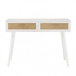 MACABANE Consoles Et Drapiers Console Blanche 2 Tiroirs Cannage Naturel -Marquee Magasin console blanche 2 tiroirs cannage naturel 4