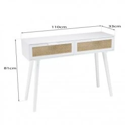MACABANE Consoles Et Drapiers Console Blanche 2 Tiroirs Cannage Naturel -Marquee Magasin console blanche 2 tiroirs cannage naturel 5