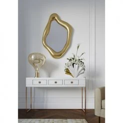 Kare Design Consoles Et Drapiers Console Blanche 3 Tiroirs En Verre Et Acier Or Rose -Marquee Magasin console blanche 3 tiroirs en verre et acier or rose 1