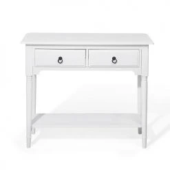 Beliani Consoles Et Drapiers Console Blanche Avec 2 Tiroirs -Marquee Magasin console blanche avec 2 tiroirs 2