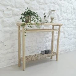 Casatera Consoles Et Drapiers Console Bois De Teck Jonc De Mer Bois Clair -Marquee Magasin console bois de teck jonc de mer bois clair 2