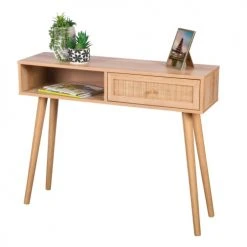 Urban Living Consoles Et Drapiers Console Bois Et 1 Tiroir Rotin- 100x30x81cm -Marquee Magasin console bois et 1 tiroir rotin 100x30x81cm 1