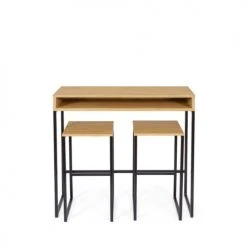 Woodman Consoles Et Drapiers Console Bureau 110 En Chêne Naturel Et Métal Noir -Marquee Magasin console bureau 110 en chene naturel et metal noir 5