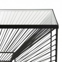 MACABANE Consoles Et Drapiers Console Carrée Plateau Verre Métal Noir -Marquee Magasin console carree plateau verre metal noir 2