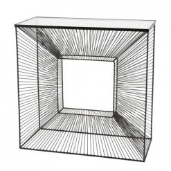MACABANE Consoles Et Drapiers Console Carrée Plateau Verre Métal Noir -Marquee Magasin console carree plateau verre metal noir 4