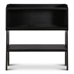 Zago Consoles Et Drapiers Console Chêne Massif 1 Niche 1 étagère 120 Cm Noire -Marquee Magasin console chene massif 1 niche 1 etagere 120 cm noire 5