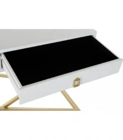 Wadiga Consoles Et Drapiers Console Classique En Bois Blanc Et Métal Doré 2 Tiroirs -Marquee Magasin console classique en bois blanc et metal dore 2 tiroirs 1