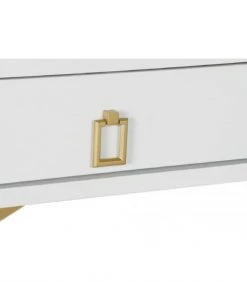 Wadiga Consoles Et Drapiers Console Classique En Bois Blanc Et Métal Doré 2 Tiroirs -Marquee Magasin console classique en bois blanc et metal dore 2 tiroirs 2
