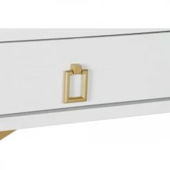 Wadiga Consoles Et Drapiers Console Classique En Bois Blanc Et Métal Doré 2 Tiroirs -Marquee Magasin console classique en bois blanc et metal dore 2 tiroirs 4