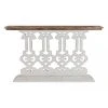 Wadiga Consoles Et Drapiers Console Classique En Bois Blanc Et Plateau Bois - 142x30x83cm -Marquee Magasin console classique en bois blanc et plateau bois 142x30x83cm