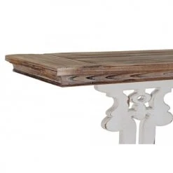 Wadiga Consoles Et Drapiers Console Classique En Bois Blanc Et Plateau Bois - 142x30x83cm -Marquee Magasin console classique en bois blanc et plateau bois 142x30x83cm 3