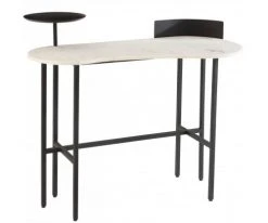 Meubles & Design Consoles Et Drapiers Console Contemporaine En Marbre Blanc Et Métal Noir
