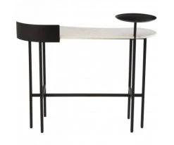 Meubles & Design Consoles Et Drapiers Console Contemporaine En Marbre Blanc Et Métal Noir -Marquee Magasin console contemporaine en marbre blanc et metal noir 4