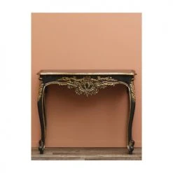 Wadiga Consoles Et Drapiers Console D'entrée Classique En Bois Noir Et Doré -Marquee Magasin console d entree classique en bois noir et dore 3