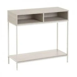 Wadiga Consoles Et Drapiers Console D'Entrée En Bois Grisé Et Métal Blanc à 2 Casiers