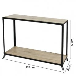 Fornord Consoles Et Drapiers Console D'entrée En Métal Noir Et 2 Plateaux En Bois Sur Roulettes -Marquee Magasin console d entree en metal noir et 2 plateaux en bois sur roulettes 3