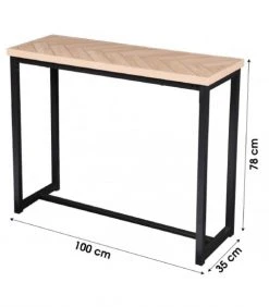 Wadiga Consoles Et Drapiers Console D'entrée En Métal Noir Et Bois Chevrons L100cm -Marquee Magasin console d entree en metal noir et bois chevrons l100cm 2