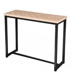 Wadiga Consoles Et Drapiers Console D'entrée En Métal Noir Et Bois Chevrons L100cm