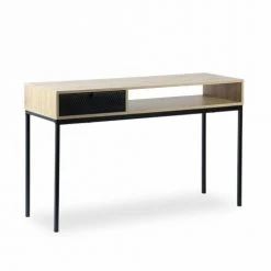 Alice's Garden Consoles Et Drapiers Console Décor Bois 120x39x75cm, Pieds En Métal Noir
