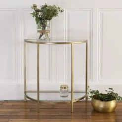 Passage Vernet Consoles Et Drapiers Console Demi-lune Métal Et Verre Or -Marquee Magasin console demi lune metal et verre or 2