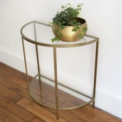 Passage Vernet Consoles Et Drapiers Console Demi-lune Métal Et Verre Or -Marquee Magasin console demi lune metal et verre or 3