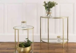 Passage Vernet Consoles Et Drapiers Console Demi-lune Métal Et Verre Or -Marquee Magasin console demi lune metal et verre or 4