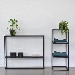 Decoclico Factory Consoles Et Drapiers Console Double Niveau Noir -Marquee Magasin console double niveau noir 3