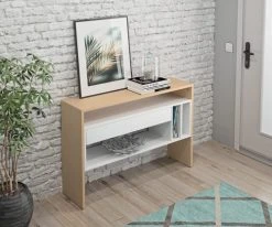 Symbiosis Consoles Et Drapiers Console Effet Bois Chêne Clair Et Blanc 6 Symbiosis Consoles Et Drapiers Console Effet Bois Chêne Clair Et Blanc -Marquee Magasin console effet bois chene clair et blanc 1