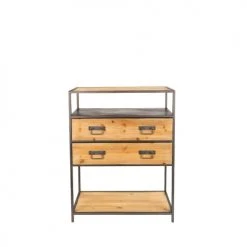 Drawer Consoles Et Drapiers Console Effet Bois Et Métal Noir