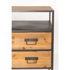 Drawer Consoles Et Drapiers Console Effet Bois Et Métal Noir -Marquee Magasin console effet bois et metal noir 3