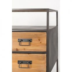 Drawer Consoles Et Drapiers Console Effet Bois Et Métal Noir -Marquee Magasin console effet bois et metal noir 4