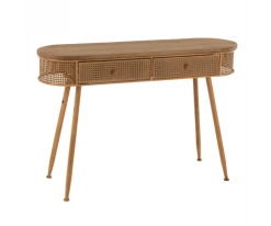Meubles & Design Consoles Et Drapiers Console Effet Cannage En Bois Avec 2 Tiroirs