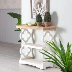 Mathi Design Consoles Et Drapiers Console En Bois Blanc Patiné L 80 -Marquee Magasin console en bois blanc patine l 80 1