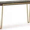 Thai Natura Consoles Et Drapiers Console En Bois Cérusé Gris Pieds Métal Doré L140cm