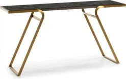 Thai Natura Consoles Et Drapiers Console En Bois Cérusé Gris Pieds Métal Doré L152cm