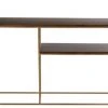 Hellin Consoles Et Drapiers Console En Bois De Manguier Et Métal Doré, 1 Tablette -Marquee Magasin console en bois de manguier et metal dore 1 tablette