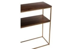 Hellin Consoles Et Drapiers Console En Bois De Manguier Et Métal Doré, 1 Tablette -Marquee Magasin console en bois de manguier et metal dore 1 tablette 3