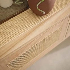 Bois Dessus Bois Dessous Consoles Et Drapiers Console En Bois De Mindy Et Cannage 3 Portes -Marquee Magasin console en bois de mindy et cannage 3 portes 3